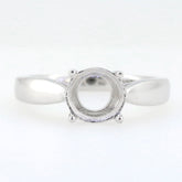 Sterling silver semi mount ring setting for 8x8mm round stone, simple solitaire design, handcrafted to order.
